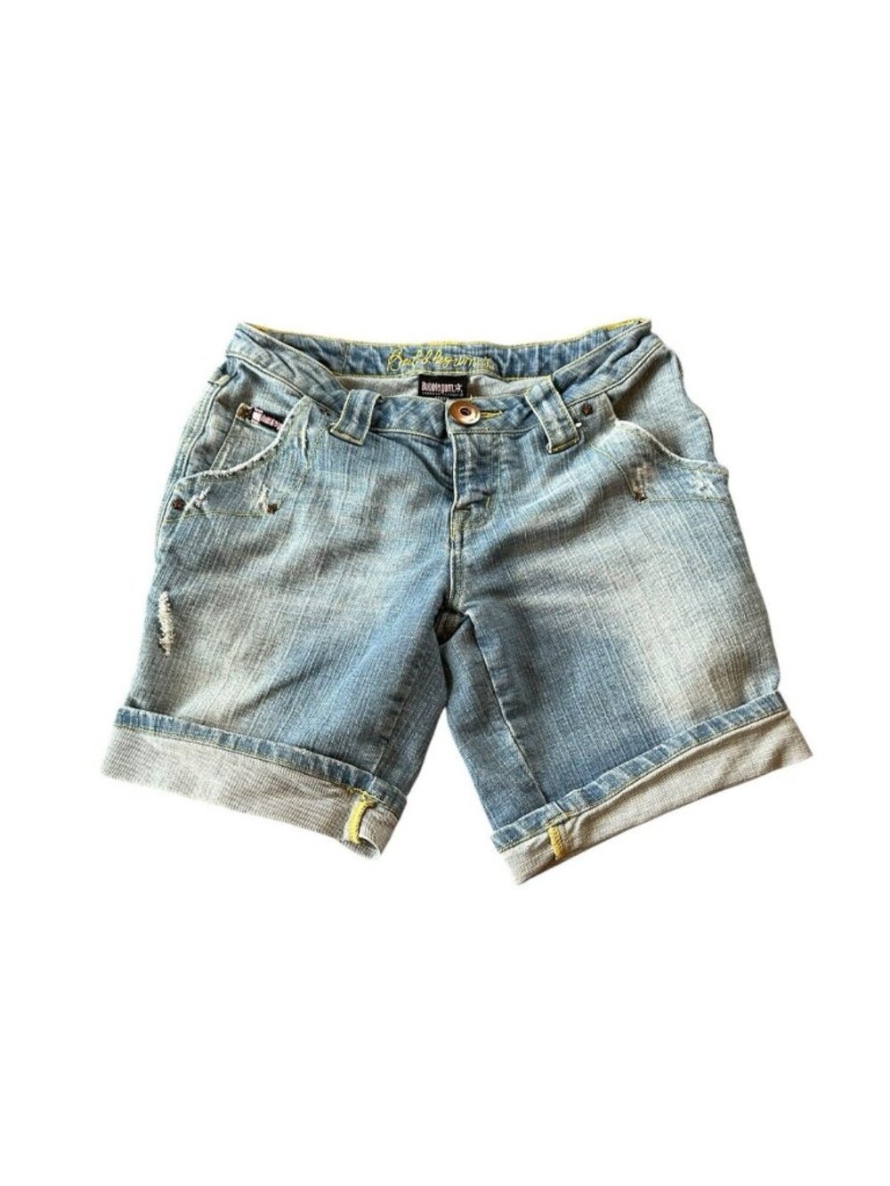 Bubblegum‎ Girls Bermuda Denim Shorts Cuffed Pockets 3/4 Streetwear Y2K Summer